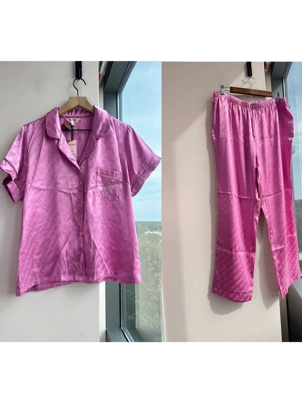 Juicy Couture Los Angeles Sleepwear Pink Pajama Set Sz XL NWT